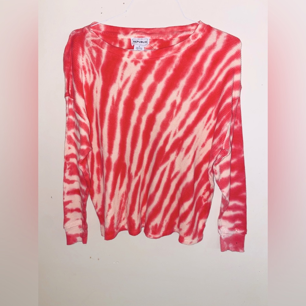 For The Republic Pink & Deep Coral Tie Dye Long Sleeve Shirt Size Small (NWOT)